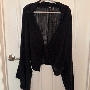 Free People Black Tie-Front Kimono Top (M/L)
